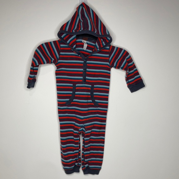 Tea Collection Other - Tea Collection striped jumpsuit with hood size 12-18 mo